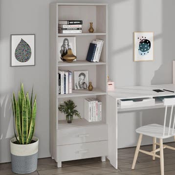 vidaXL Hoge kast HAMAR 60x35x180 cm massief grenenhout wit, Verzenden, Nieuw