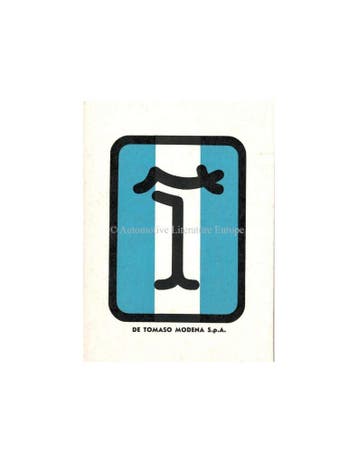 1976 DE TOMASO PANTERA GTS GARANTIE & ONDERHOUD HANDBOEK