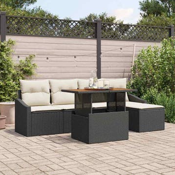 vidaXL Tuinbank Set 6 st Zwart en Crème, Tuin en Terras, Verzenden, Nieuw