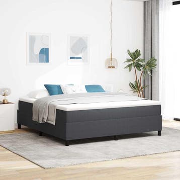 vidaXL Boxspring bed Donkergrijs en Wit 180 x 200 cm, Verzenden, Nieuw