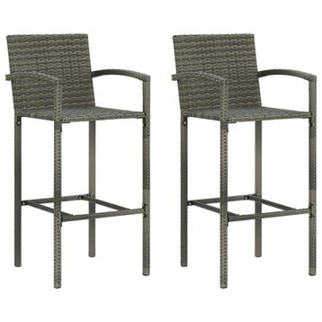 vidaXL Barkrukken 2 st poly rattan grijs, Verzenden
