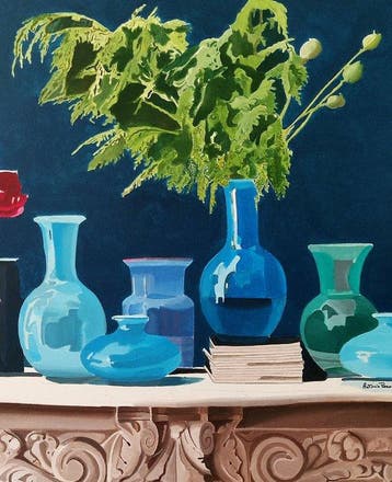 Antonio Perotti - Still Life Vasi in vetri opalini con