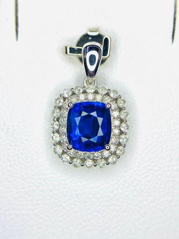 Hanger - 14 karaat Witgoud - 2.22ct. tw. Saffier - Diamant