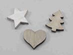 Houten decoratie hart ster boom 3 cm 24 stuks