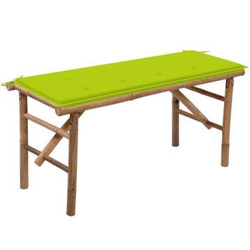 vidaXL Tuinbank inklapbaar met kussen 118 cm bamboe, Verzenden, Nieuw