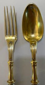 Couverts de service à salade (2) - Vermeil - 1850-1900,, Antiek en Kunst
