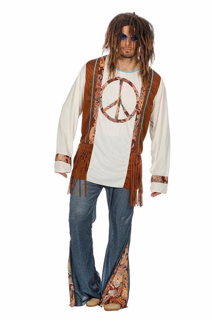 Hippie Kostuum Peace Bruin, Kleding | Heren, Carnavalskleding en Feestkleding, Nieuw, Verzenden