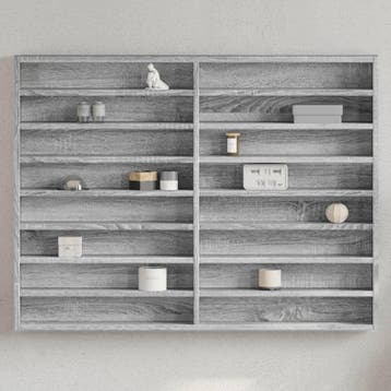 vidaXL Vitrinekast 100x8,5x75 cm bewerkt hout grijs sonoma, Verzenden, Nieuw