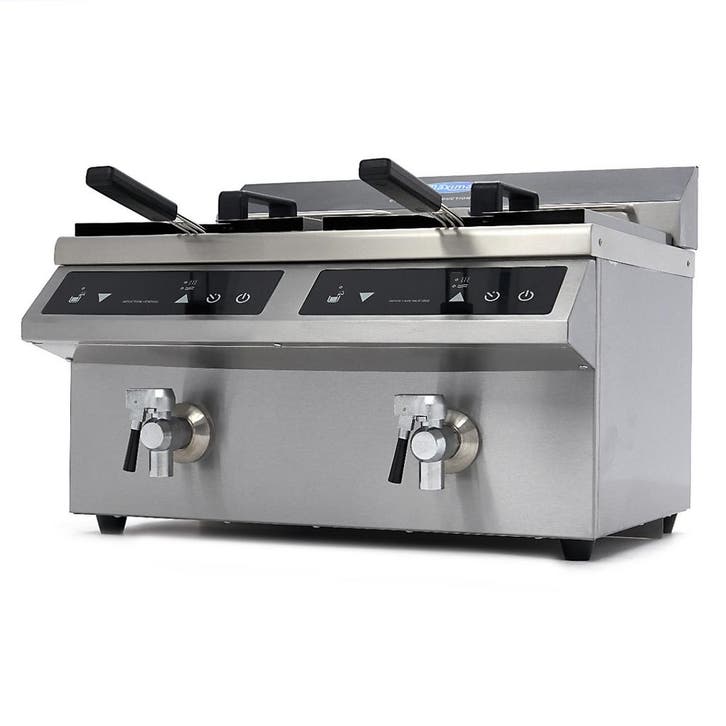 Friteuse - 2 x 8 L - 2 paniers - induction - avec robinet de, Zakelijke goederen, Horeca | Keukenapparatuur, Verzenden
