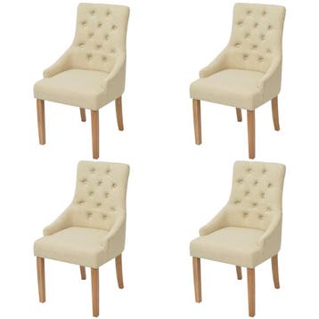 vidaXL Eetkamerstoelen 4 st stof crèmekleurig, Verzenden, Nieuw