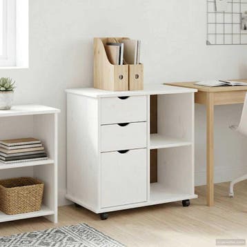 vidaXL Rollende kast 63,5 x 39 x 65,5 cm Massief vurenhout, Huis en Inrichting, Kasten | Overige, Verzenden, Nieuw