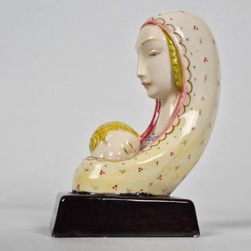 Lenci (stile) - Beeldje, Madonna met kind - 17.1 cm -, Antiquités & Art