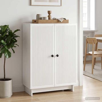 vidaXL Dressoir Hoogglans Wit 66 x 34,5 x 90 cm Bewerkt hout, Huis en Inrichting, Verzenden, Nieuw