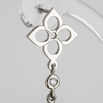 Oorbellen - 18 karaat Witgoud Diamant (Natuurlijk) - Parel
