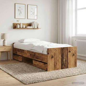 vidaXL Bedframe met lade met hoofdeinde Oud hout Bewerkt, Verzenden, Nieuw