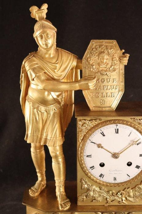 Figurale pendule - Antieke Empire klok - Brons, Messing -, Antiek en Kunst, Antiek | Klokken