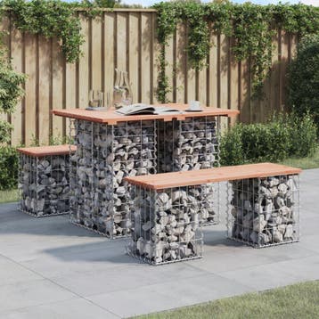 vidaXL Tuintafel Schanskorfontwerp 100x70x72 cm massief, Jardin & Terrasse, Tables de jardin, Verzenden