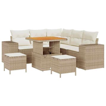 vidaXL Tuinbank Set 8 st Beige poly rattan, Verzenden, Nieuw
