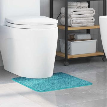 vidaXL Antislip Badmat met Toilet Uitsnede Turquoise 50 x 50, Verzenden
