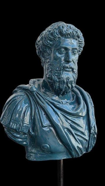 sculptuur, Marco Aurelio - 31 cm - marmerpoeder, Antiek en Kunst