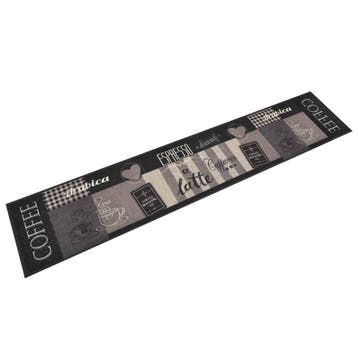 vidaXL Keukenmat wasbaar koffieprint 60x300 cm fluweel zwart, Verzenden, Nieuw