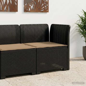 vidaXL Eén-zits Tuin Sofa met Kussen Rieten Look PP, Tuin en Terras, Verzenden, Nieuw