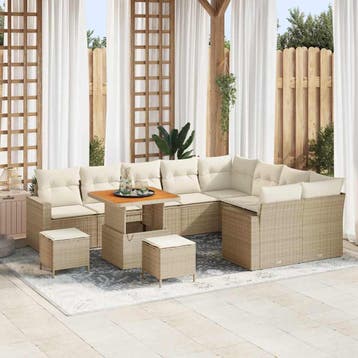 vidaXL Tuinbank Set 13 st 10-Aantal zitplaatsen Beige en, Verzenden