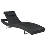 vidaXL Ligbed poly rattan en textileen zwart, Verzenden, Nieuw