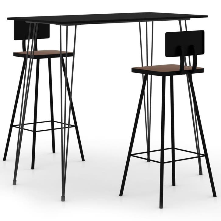 vidaXL 3-delige Barset zwart, Maison & Meubles, Salles à manger complètes, Envoi