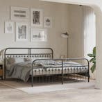 vidaXL Bedframe met hoofd- en voeteneinde metaal zwart, Verzenden