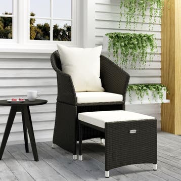 vidaXL 2-delige Loungeset met kussens poly rattan zwart, Tuin en Terras, Verzenden, Nieuw, Loungeset