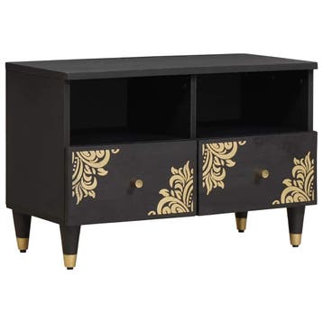 vidaXL TV Kast met lade Zwart 70 x 33 x 46 cm Massief Mango, Verzenden, Nieuw
