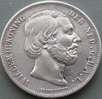 Nederland. Willem III. 2 1/2 Gulden 1864b (Zonder