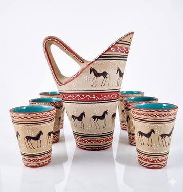Volpi Deruta - Aiguière - Céramique - Set carafe et six
