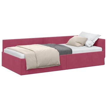 vidaXL Hoek Bed Frame Wijnrood 100 x 200 cm fluweel, Verzenden