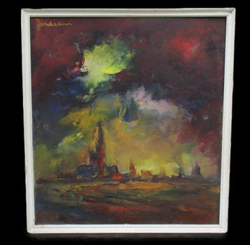 Leon Jordaens (1915-1970) - Impressionistisch stadszicht van, Antiek en Kunst, Kunst | Schilderijen | Klassiek