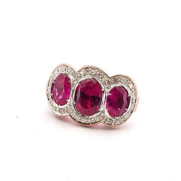 Zonder minimumprijs - Ring - 9 kt. Roségoud, Zilver Spinel -