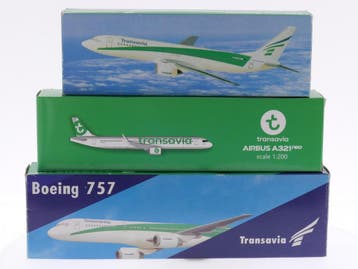 Schaal 1:200 set van 3 Transavia-vliegtuigen Airbus A321n..., Hobby en Vrije tijd, Ophalen of Verzenden, Nieuw, Overige merken