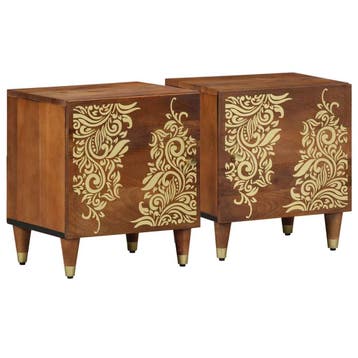 vidaXL Nachttafeltje met Deur 2 st Honing bruin 40 x 33 x 46, Huis en Inrichting, Verzenden, Nieuw