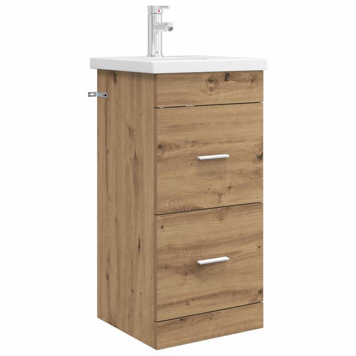 vidaXL Badkamer Vanity met Wastafel Artisanaal eiken 42 x 40, Maison & Meubles, Tables | Coiffeuses, Envoi