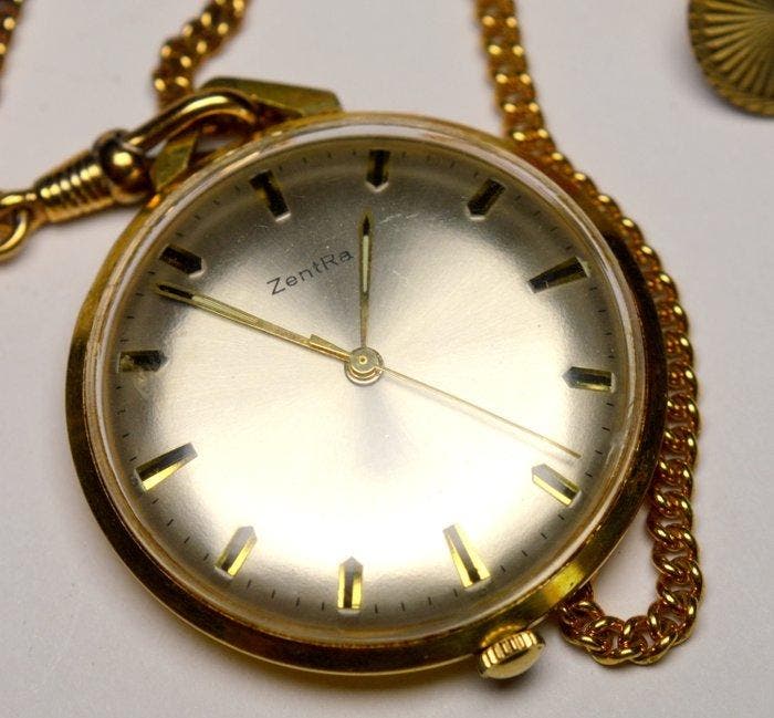 ZentRa - 17 Jewels - pocket watch with chain - 1970-1979, Handtassen en Accessoires, Horloges | Heren