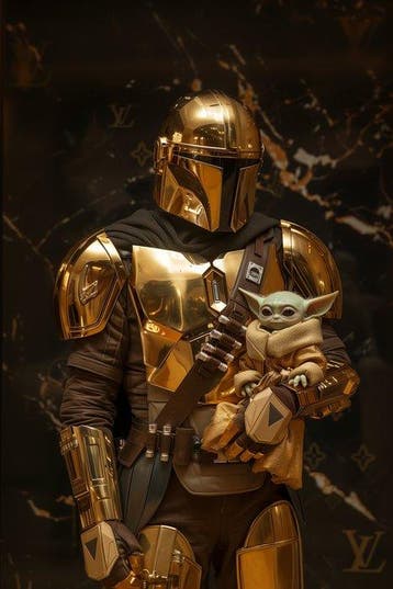 Giuliart2025 - Golden Mandalorian and baby Yoda, Nieuw in verpakking