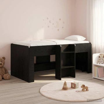 vidaXL Kinderhoogslaper Zwart eiken 80 x 160 cm Bewerkt hout, Verzenden