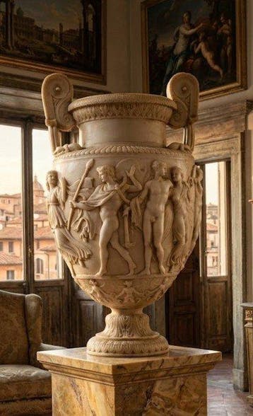 Vaas - Krater in albastpoeder met Grand Tour-smaak