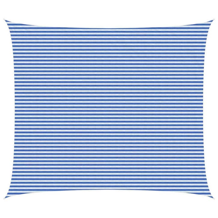 vidaXL Zonneschaduwzeil Blauw en Wit 6 x 7 m HDPE, Jardin & Terrasse, Parasols, Envoi