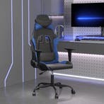 vidaXL Massage gamestoel kunstleer zwart en blauw, Verzenden