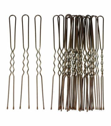 Haardotspelden 8cm – Metalen Haarpinnen – Bruin – 24 Stuks, Nieuw