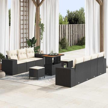 vidaXL Tuinbank Set 10 st 9-Aantal zitplaatsen Zwart en, Verzenden