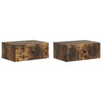 vidaXL Nachtkastje 2 pcs Gerookt eiken 49 x 34,5 x 20 cm, Huis en Inrichting, Slaapkamer | Nachtkastjes, Verzenden, Nieuw