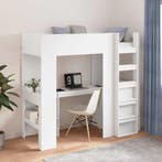 vidaXL Stapelbedframe met Bureau Wit 75 x 190 cm Bewerkt, Verzenden